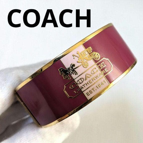 COACH コーチ バングル パープル×ピンク 幅広 全体