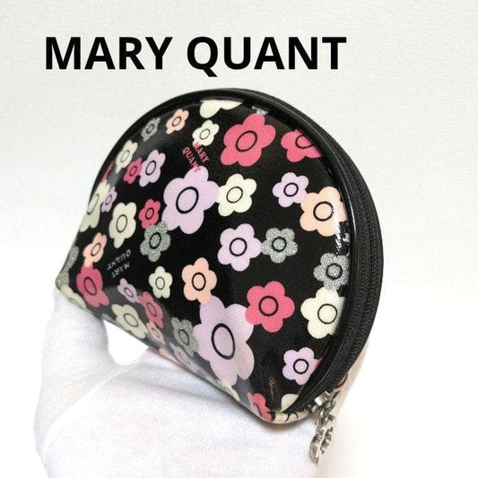 MARY QUANT ポーチ 花柄 黒 正面