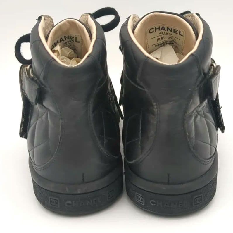 CHANEL マトラッセ ハイカットスニーカー ブラック 5